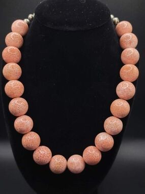 Coral Pink Beaded Statement Necklace - Women Jewelry